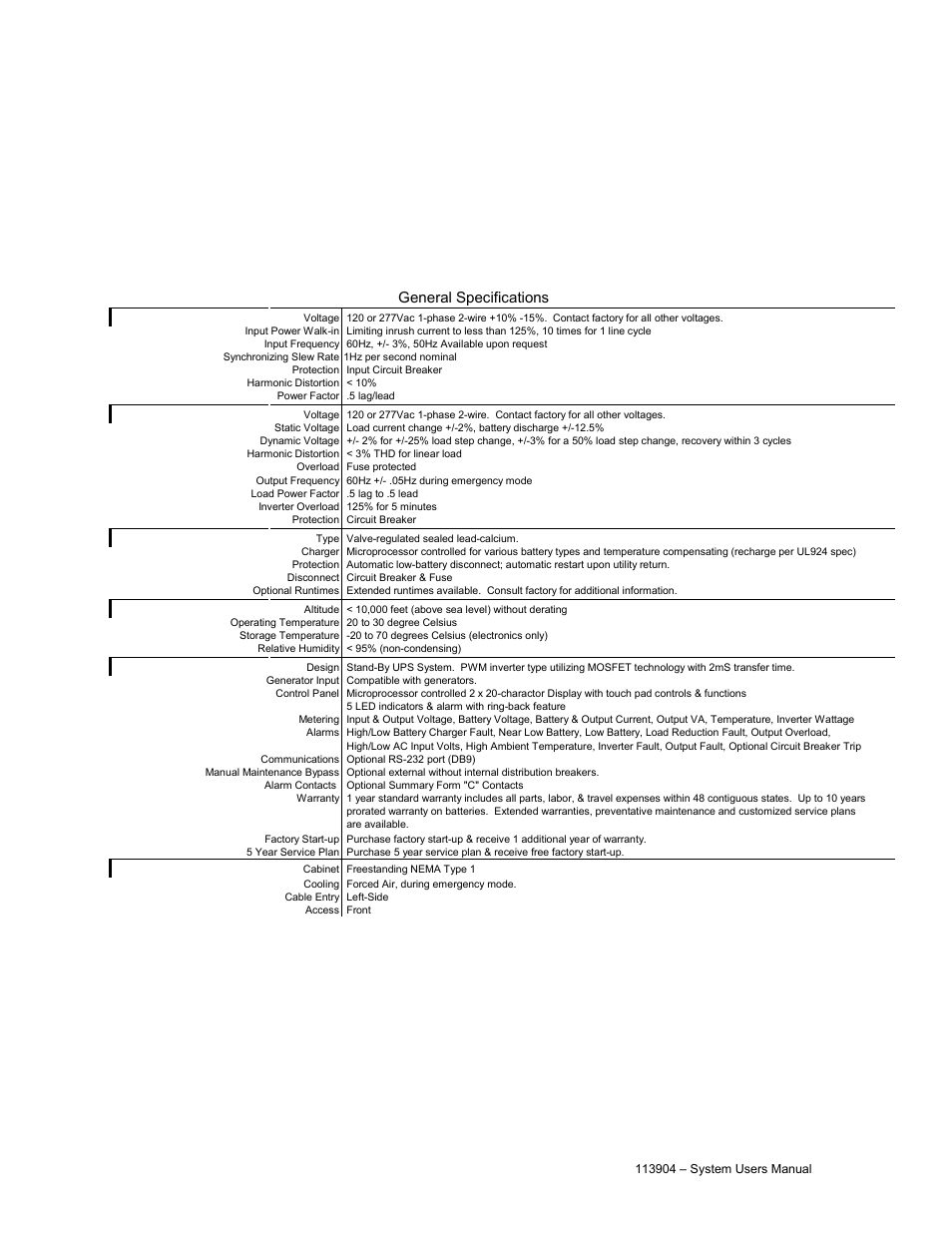 Specifications, General specifications input, Output | Battery, Environmental, General, Physical | Cooper Lighting Sure-Lites Lifeway II Series User Manual | Page 14 / 18