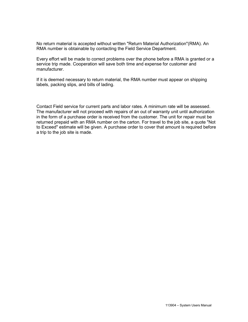 Return material authorization (rma) policy, Out of warranty repair charges and labor | Cooper Lighting Sure-Lites Lifeway II Series User Manual | Page 17 / 18