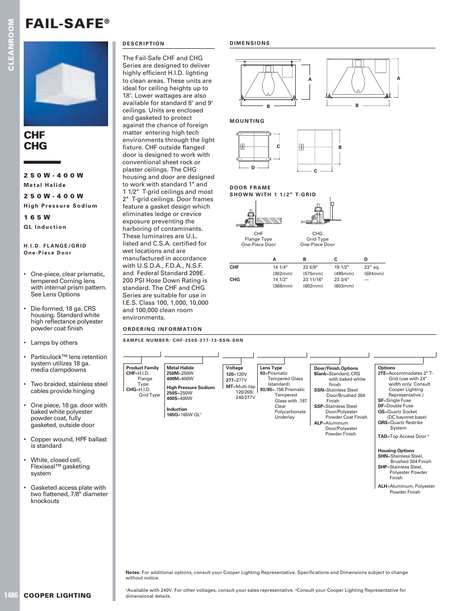 Cooper Lighting 1486 User Manual | 1 page