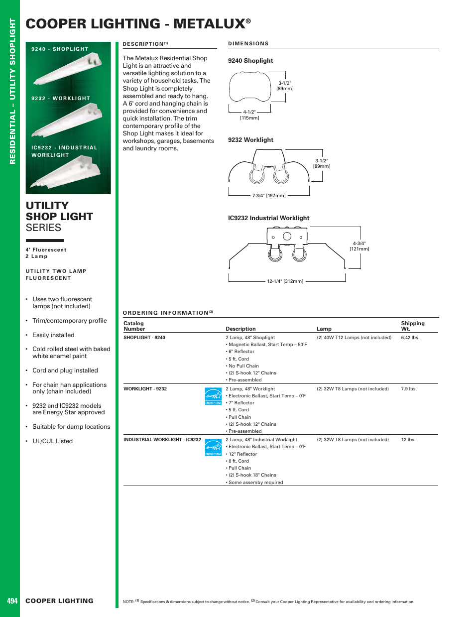 Cooper Lighting METALUX IC9232 User Manual | 1 page