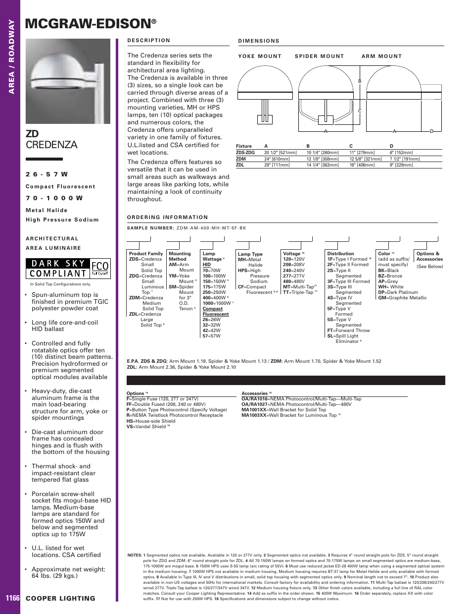 Cooper Lighting McGraw-Edison ZD Credenza User Manual | 1 page