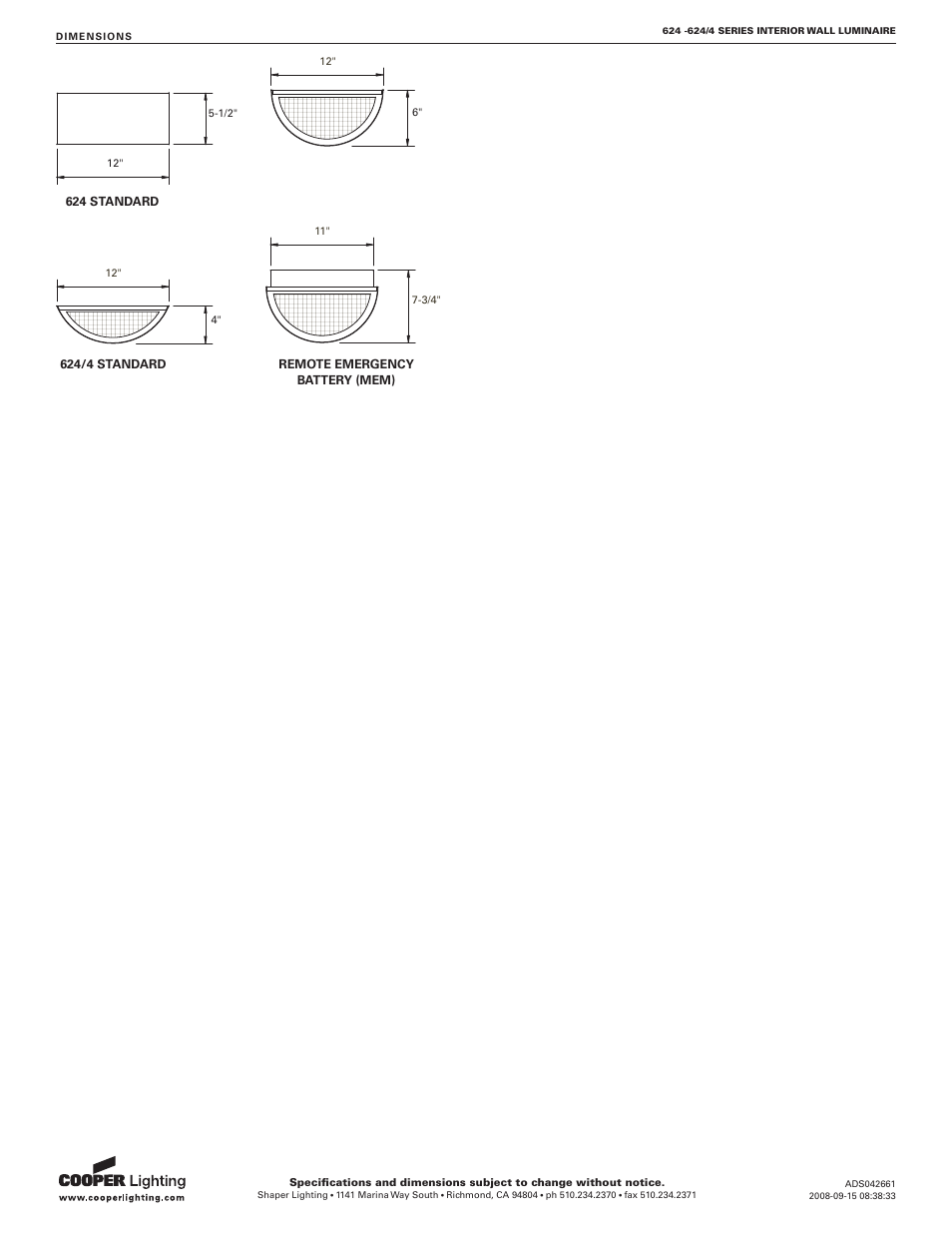 Cooper Lighting 624/4 User Manual | Page 2 / 2