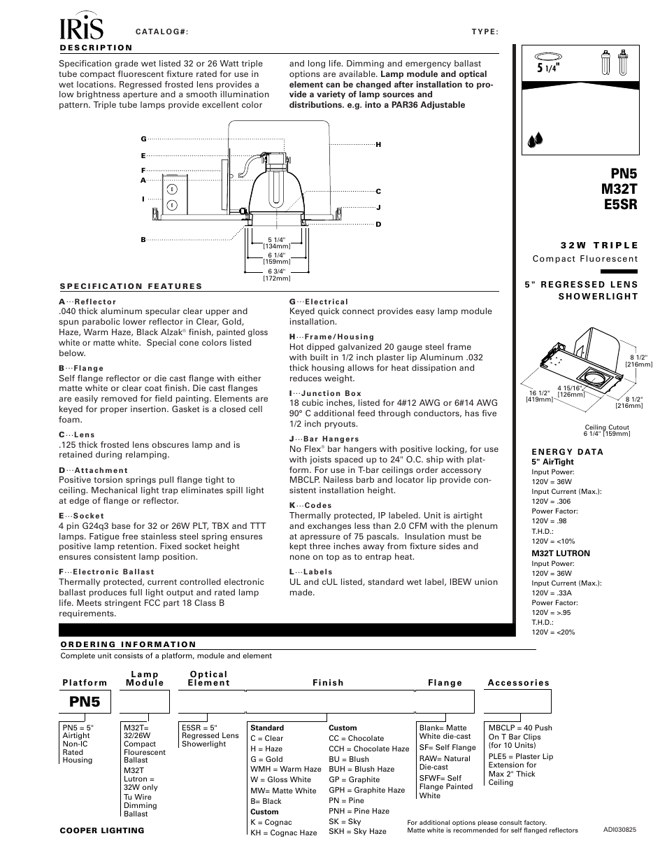 Cooper Lighting E5SR User Manual | 2 pages