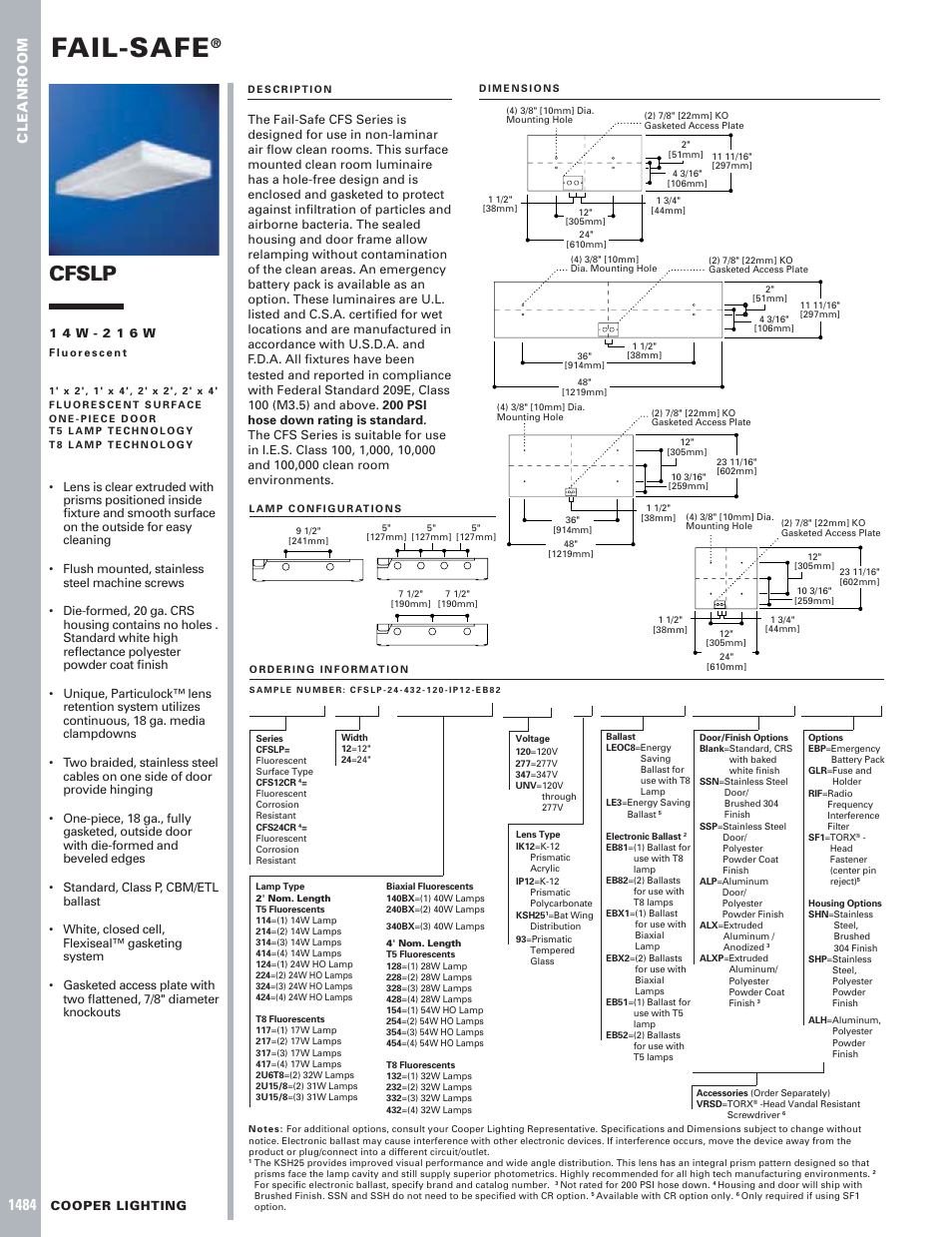 Cooper Lighting 1484 User Manual | 1 page