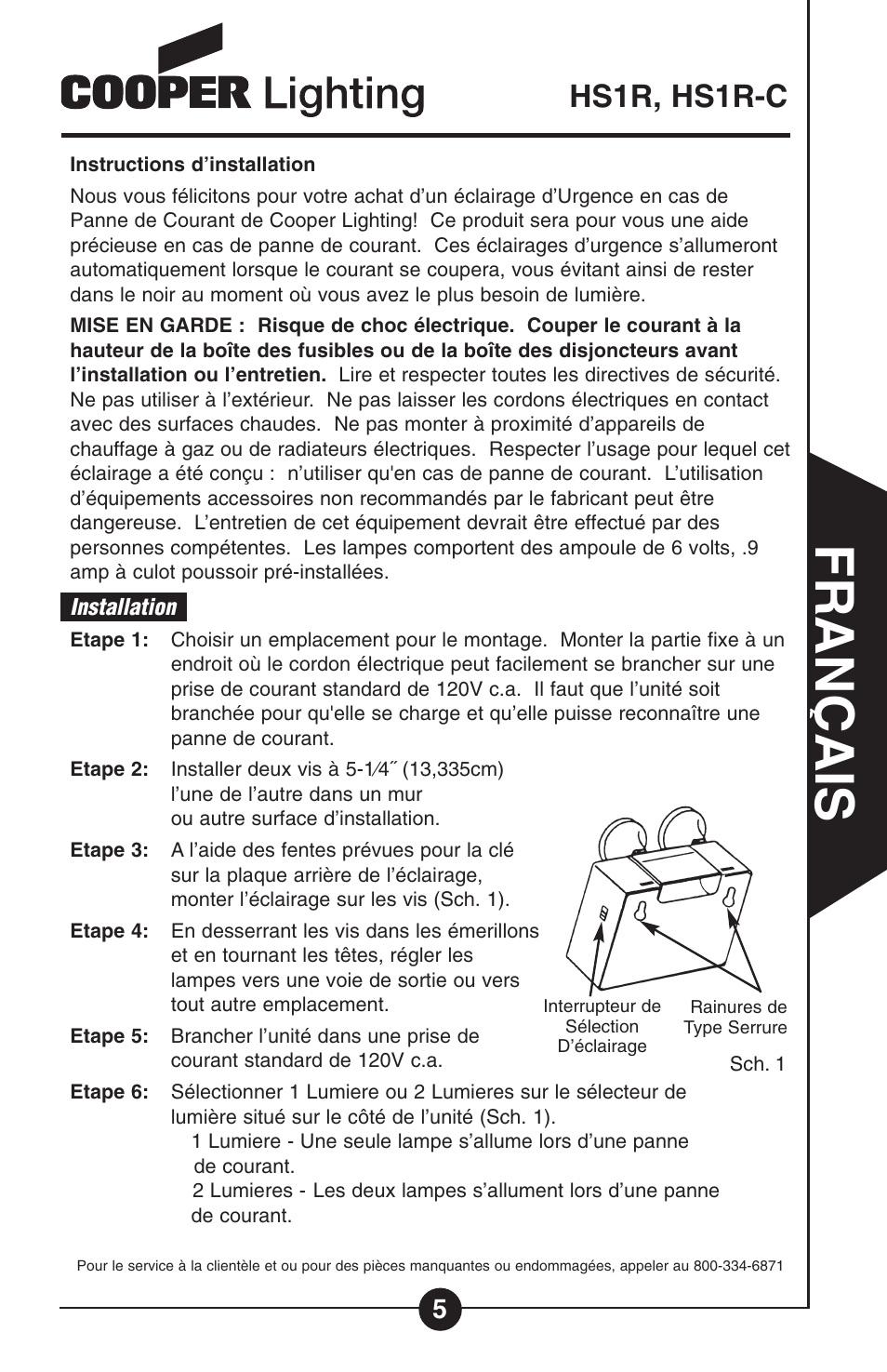 Hs1r, hs1r-c | Cooper Lighting Hs 1r User Manual | Page 5 / 10