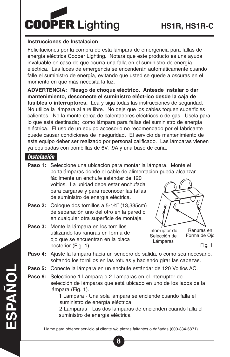 Cooper Lighting Hs 1r User Manual | Page 8 / 10