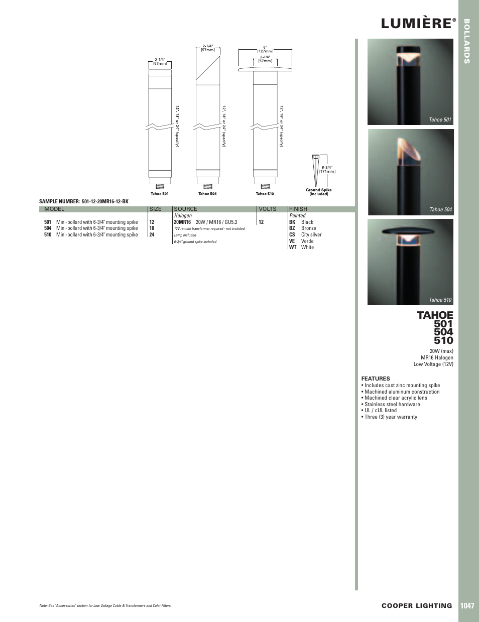 Cooper Lighting Tahoe 510 User Manual | 1 page