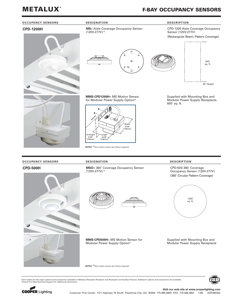 Cooper Lighting METALUX CPD-1200H User Manual | 1 page