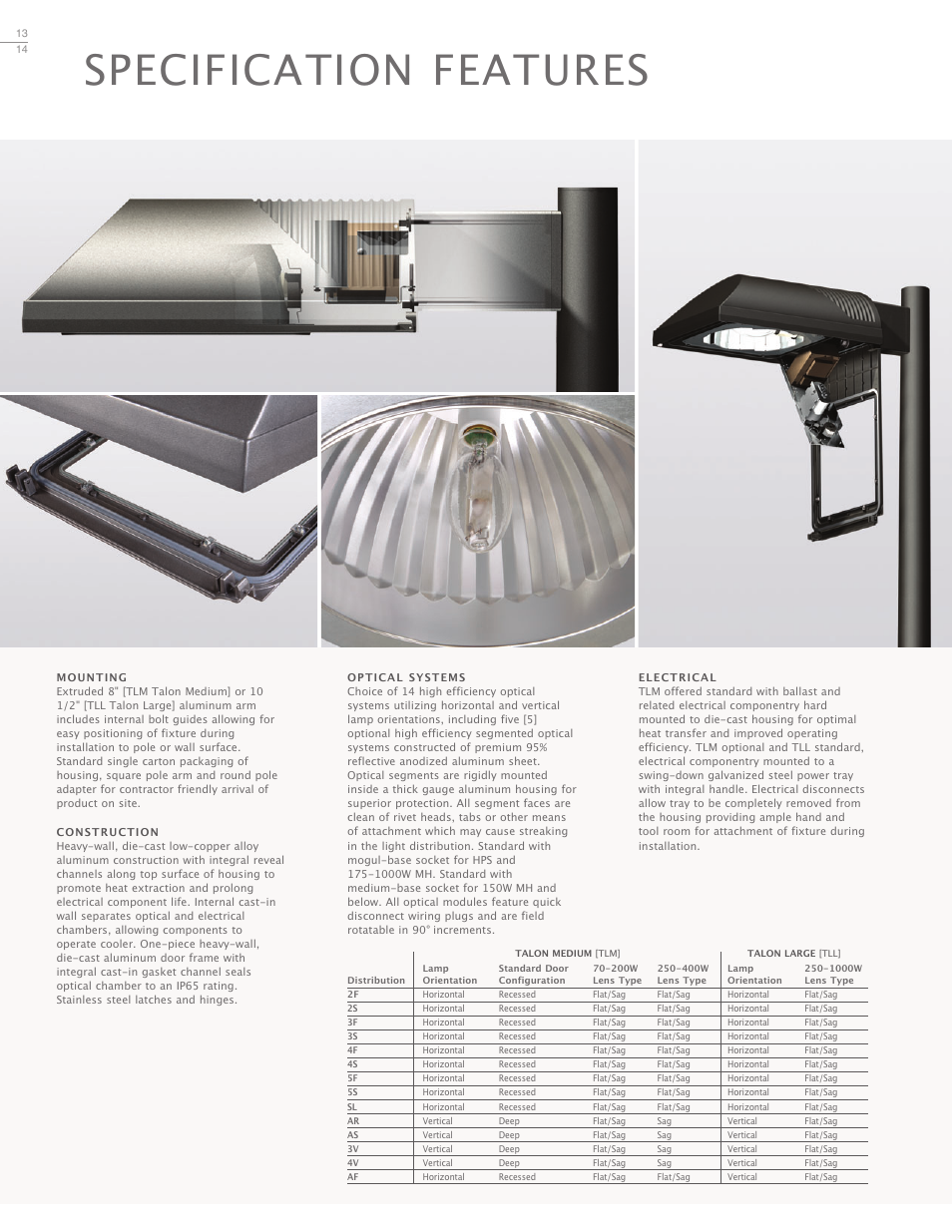 Specification features | Cooper Lighting Talon Architectural Area Luminaire User Manual | Page 14 / 24