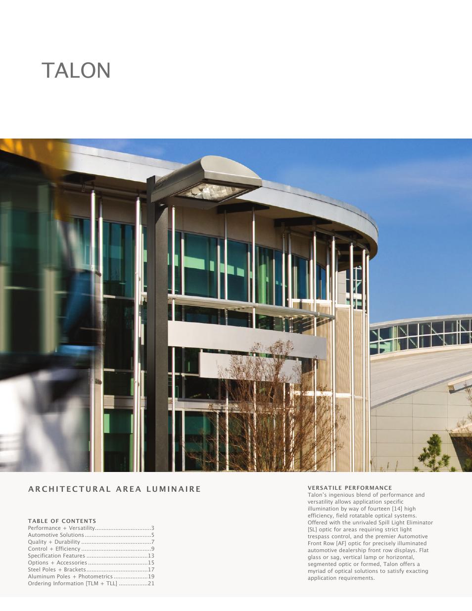 Talon | Cooper Lighting Talon Architectural Area Luminaire User Manual | Page 2 / 24