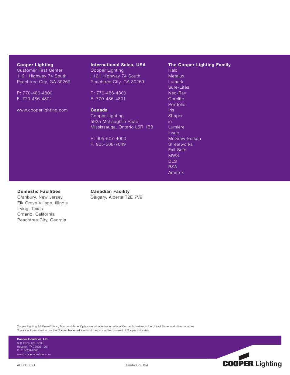 Cooper Lighting Talon Architectural Area Luminaire User Manual | Page 24 / 24