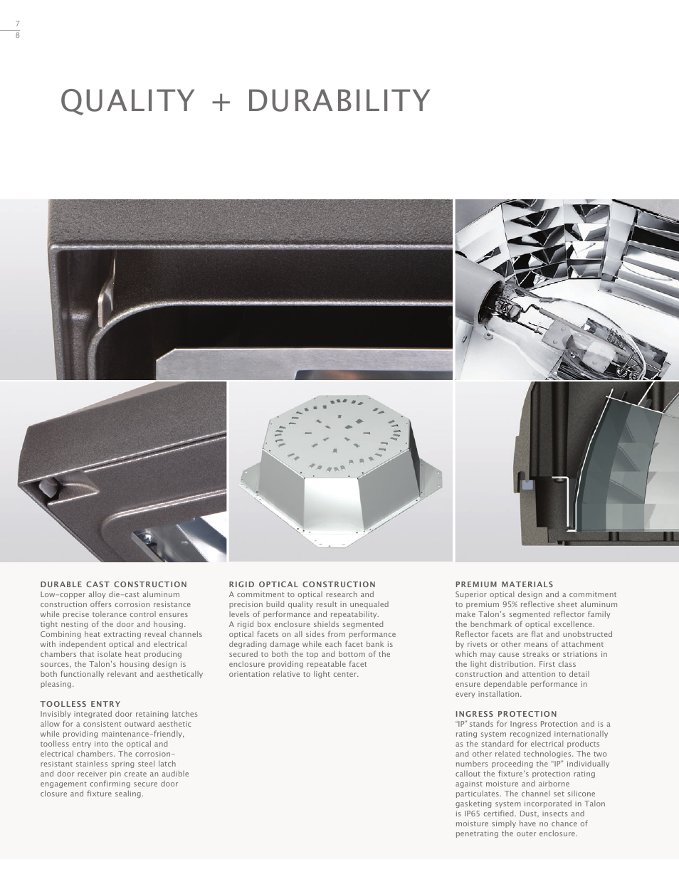 Quality + durability | Cooper Lighting Talon Architectural Area Luminaire User Manual | Page 8 / 24