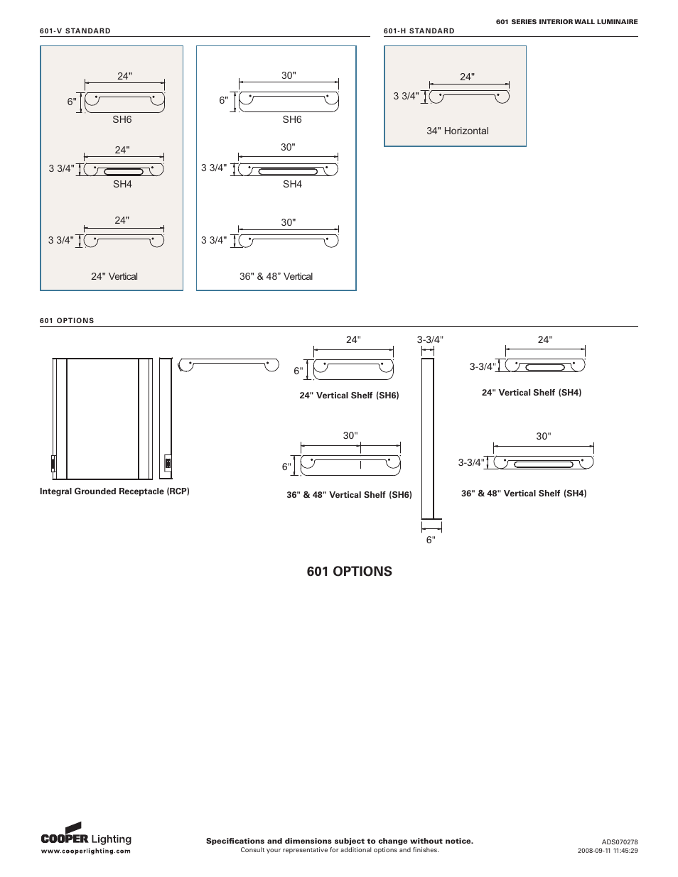 601 options | Cooper Lighting 601 SERIES User Manual | Page 3 / 3