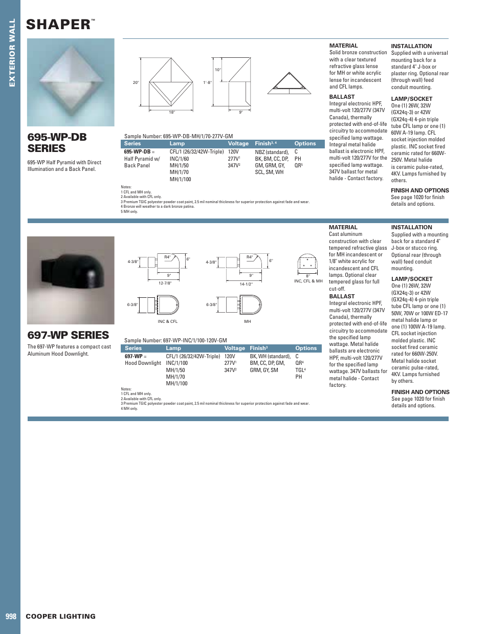 Cooper Lighting 695-WP-DB User Manual | 1 page