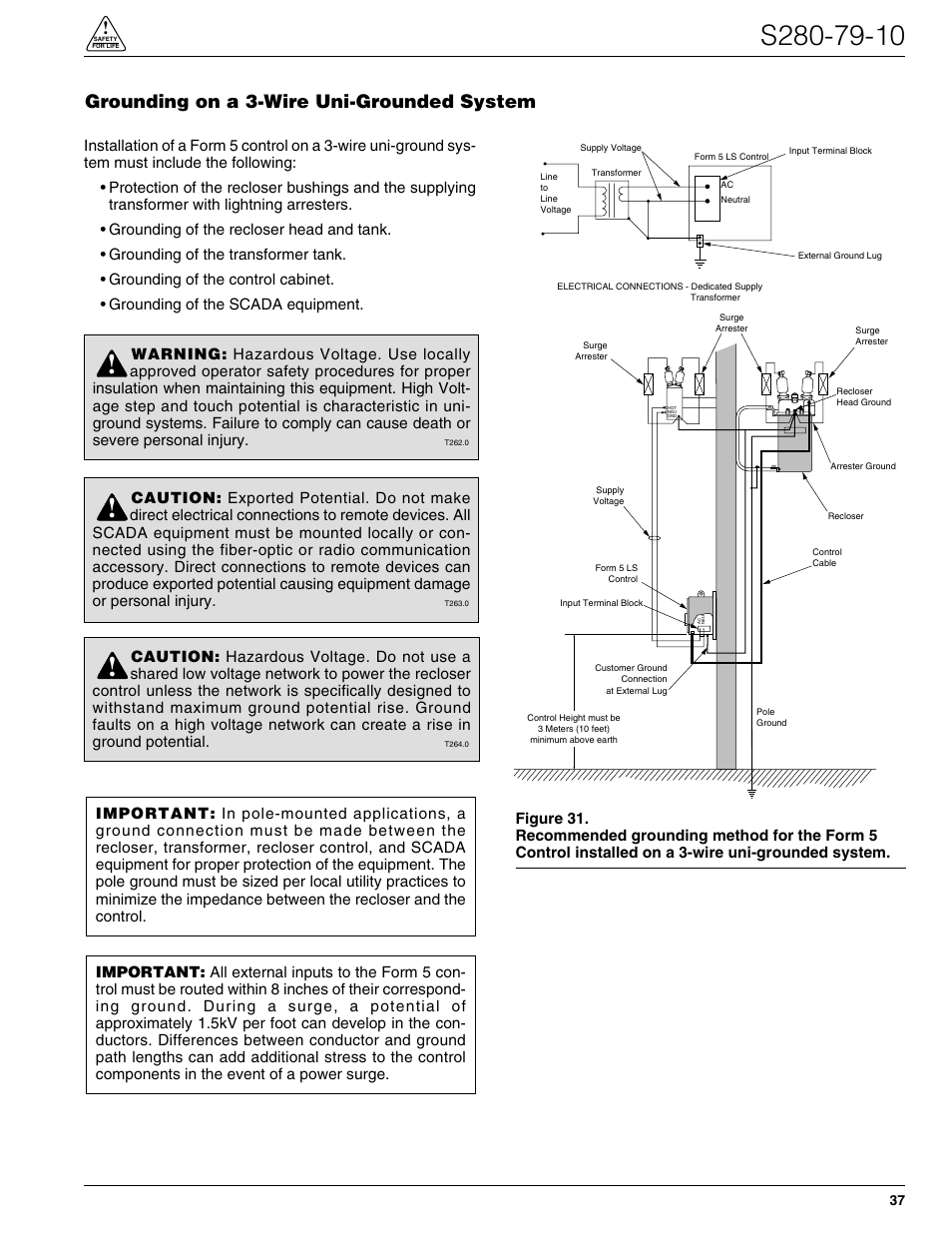 Grounding on a 3-wire uni-grounded system | Cooper Lighting S280-79-10 User Manual | Page 37 / 56