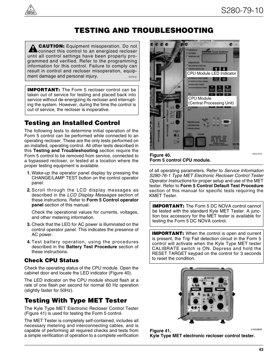 Testing and troubleshooting, Testing an installed control, Testing with type met tester | Cooper Lighting S280-79-10 User Manual | Page 43 / 56