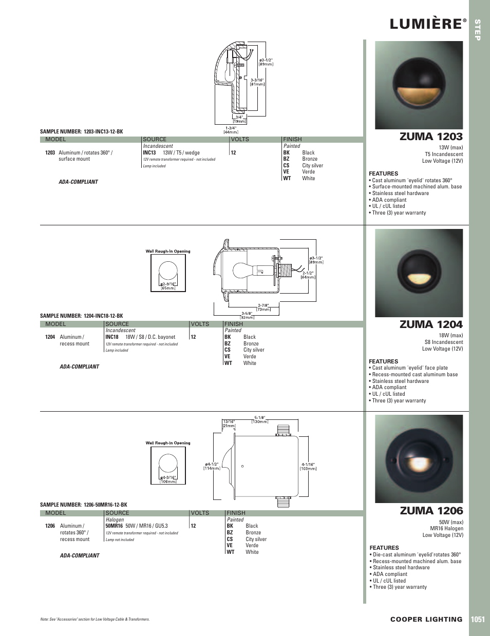 Cooper Lighting Zuma 1203 User Manual | 1 page