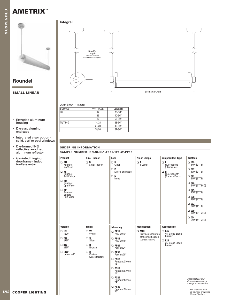 Cooper Lighting Ametrix Suspended Lighting User Manual | 1 page