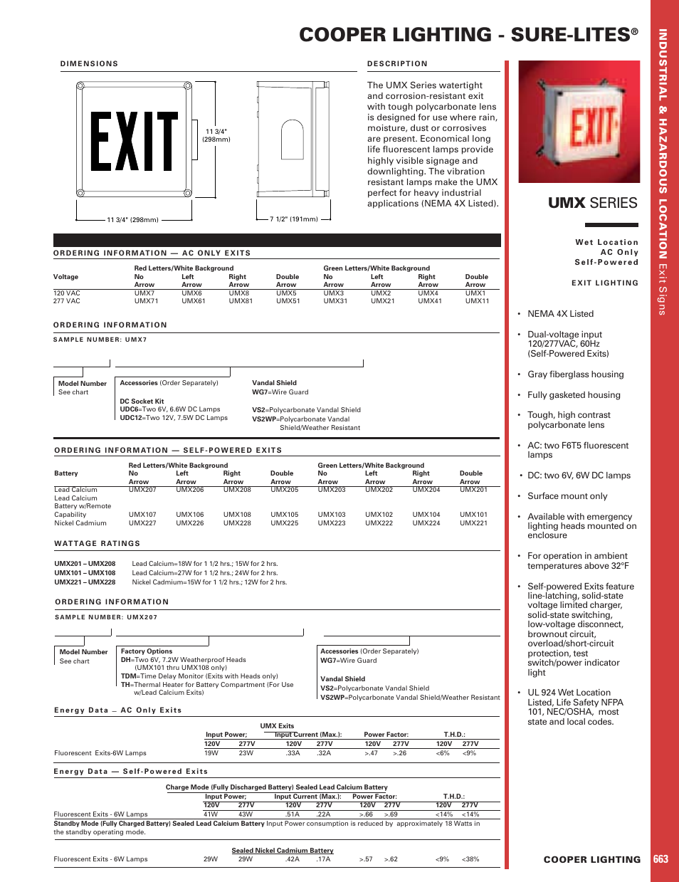 Cooper Lighting UMX Series Watertight User Manual | 1 page