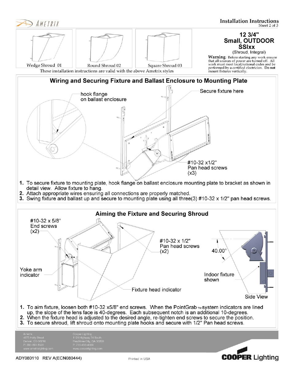 Cooper Lighting AMETRIX SSIxx User Manual | Page 2 / 3