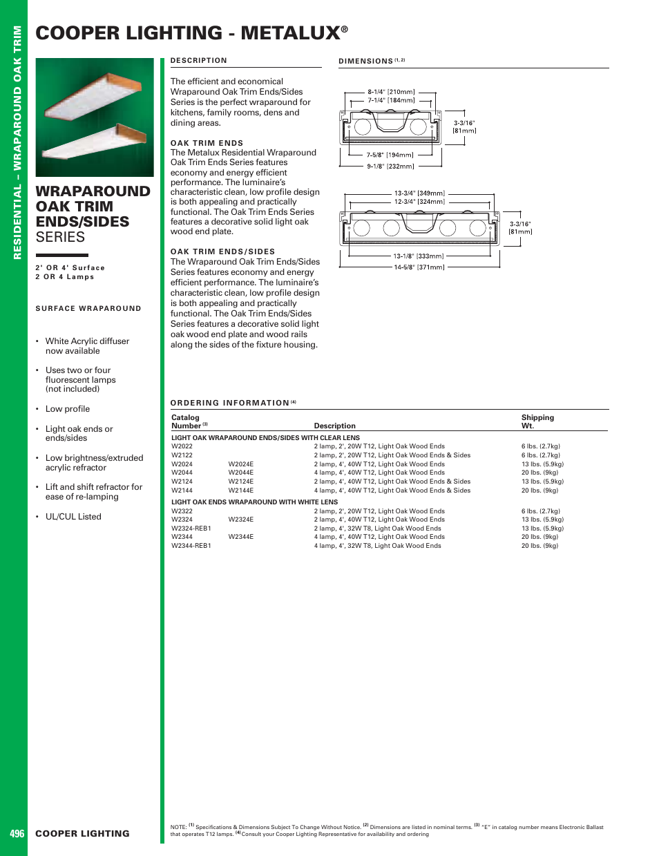 Cooper Lighting W2022 User Manual | 1 page