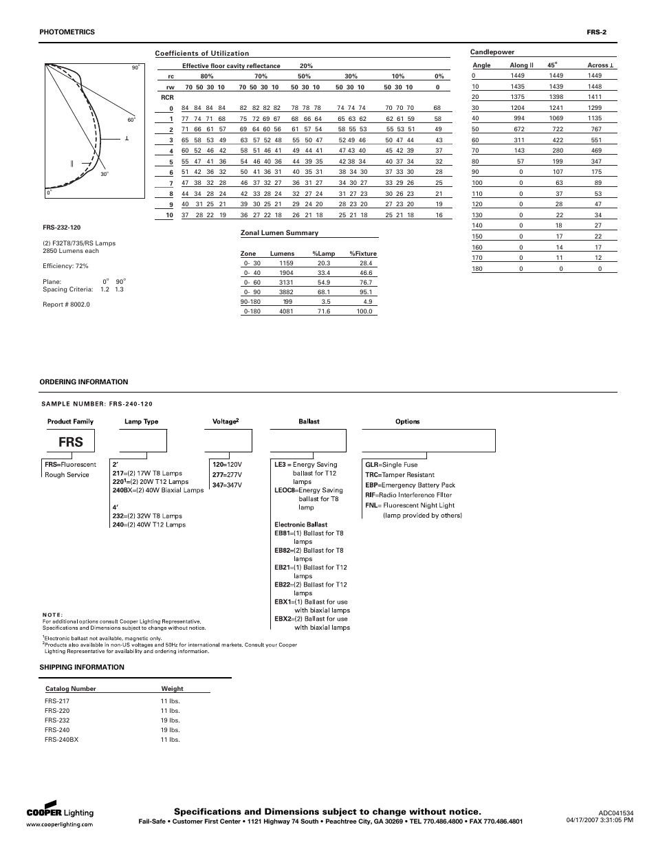 Cooper Lighting 232 User Manual | Page 2 / 2