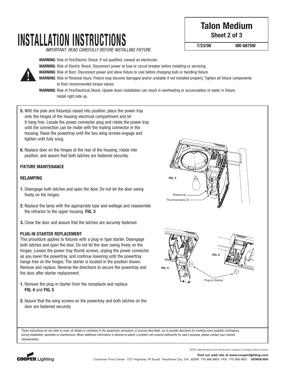 Installation instructions, Talon medium, Sheet 2 of 3 | Cooper Lighting MU/TLU User Manual | Page 2 / 3
