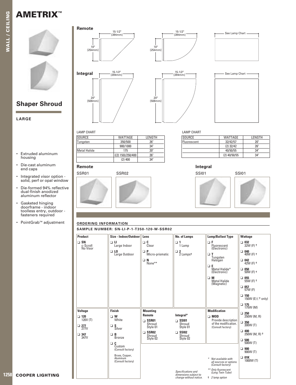 Cooper Lighting AMETRIX SSI01 User Manual | 1 page