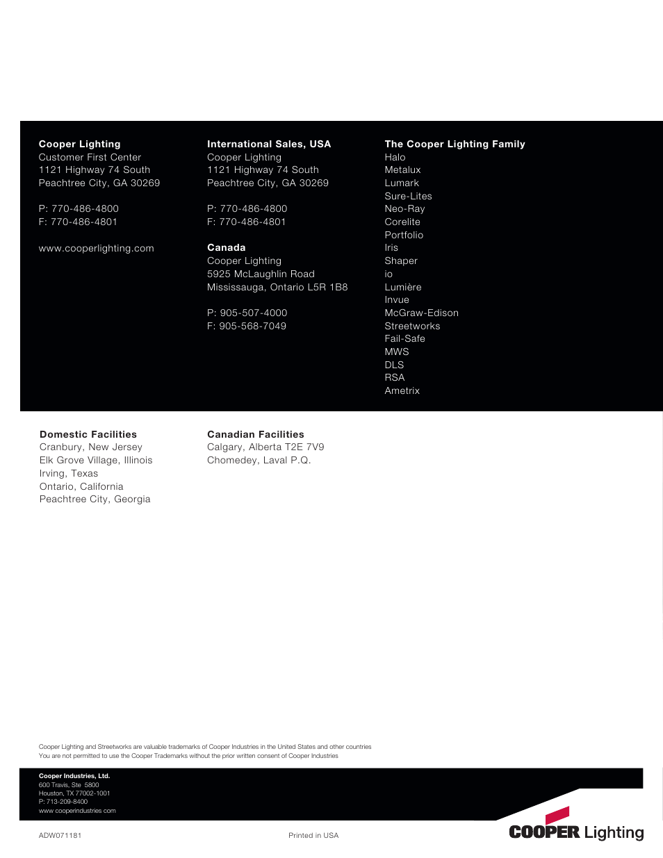 Cooper Lighting Tribute User Manual | Page 8 / 8