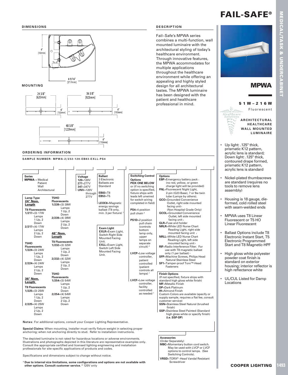 Cooper Lighting 1493 User Manual | 1 page