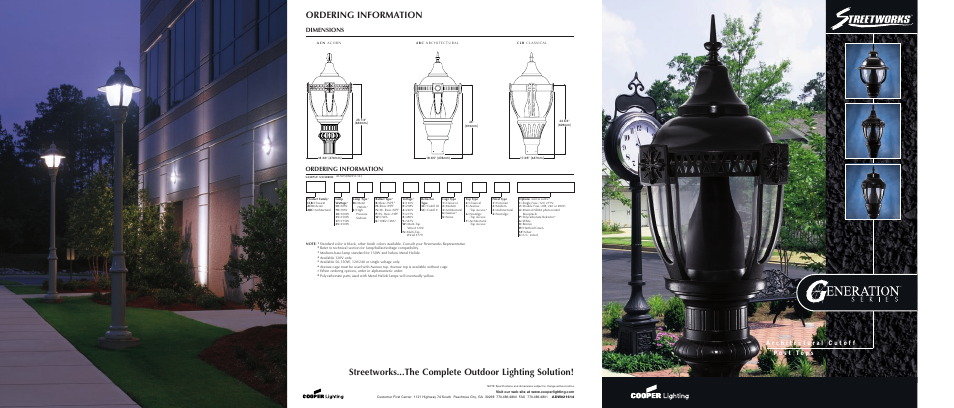 Ordering information, Dimensions | Cooper Lighting Streetworks Generation Series User Manual | Page 6 / 6