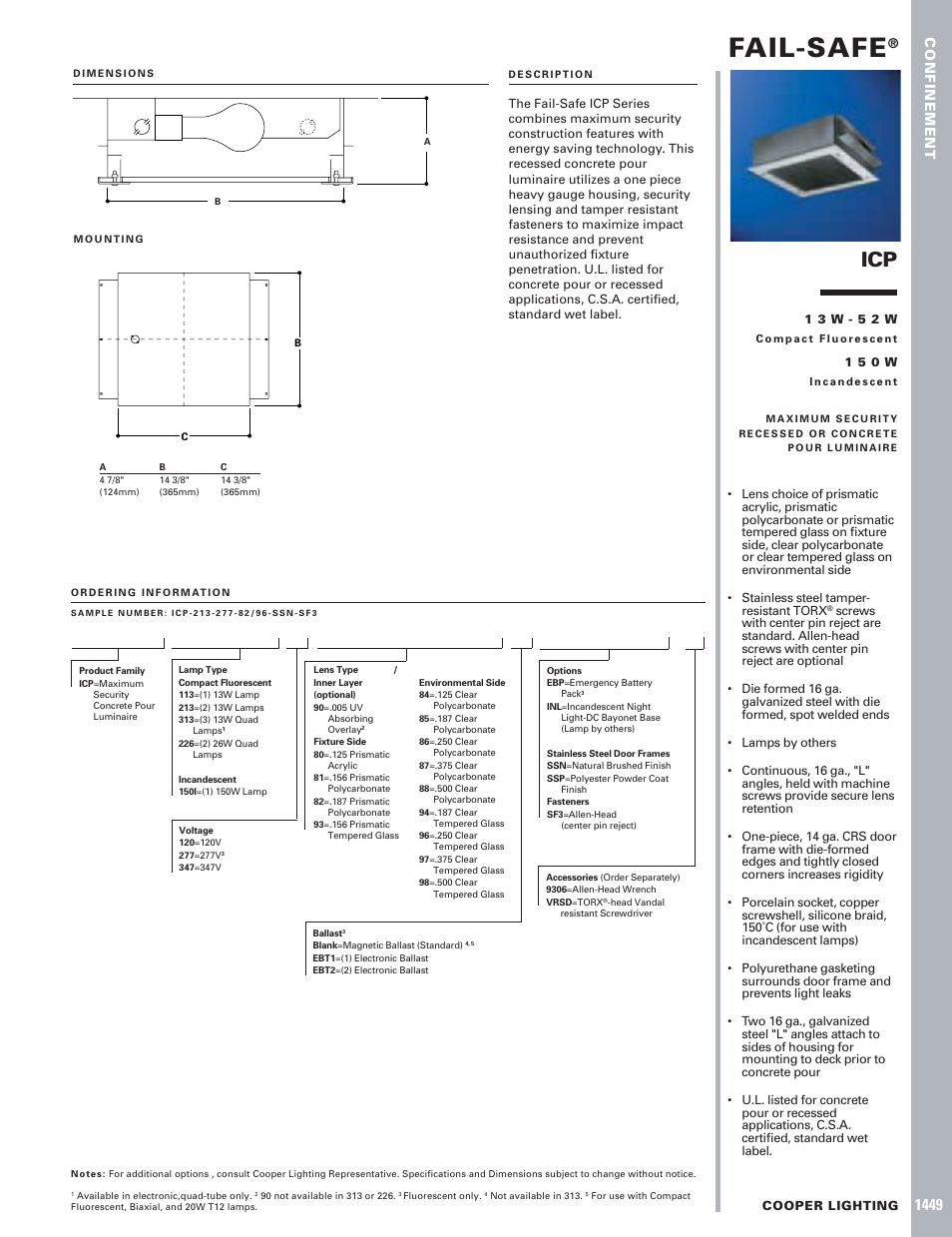 Cooper Lighting 1449 User Manual | 1 page