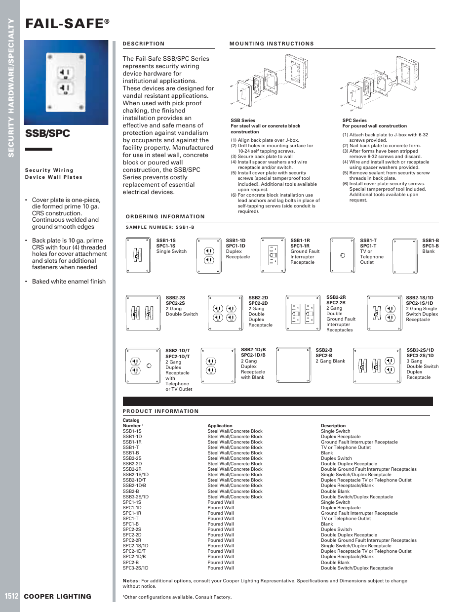 Cooper Lighting 1512 User Manual | 1 page