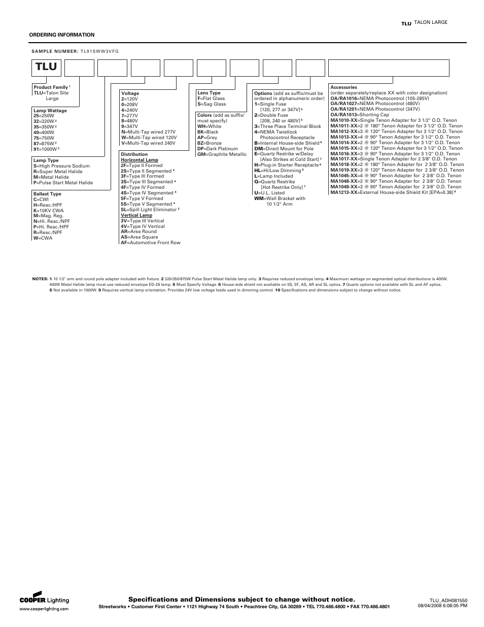Cooper Lighting TLU Talon Large TL91SWW3VFG User Manual | Page 2 / 3