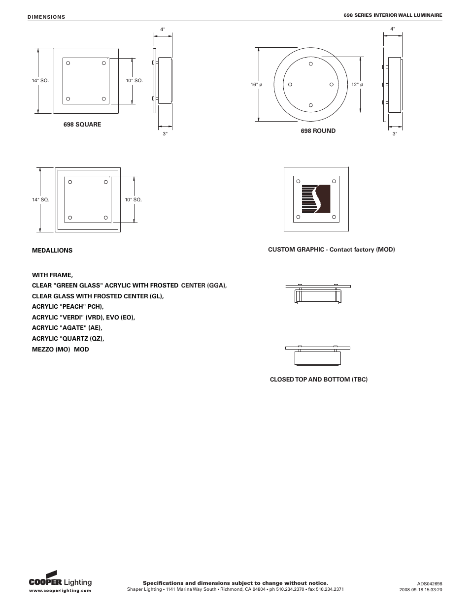 Cooper Lighting 698 Series User Manual | Page 2 / 2