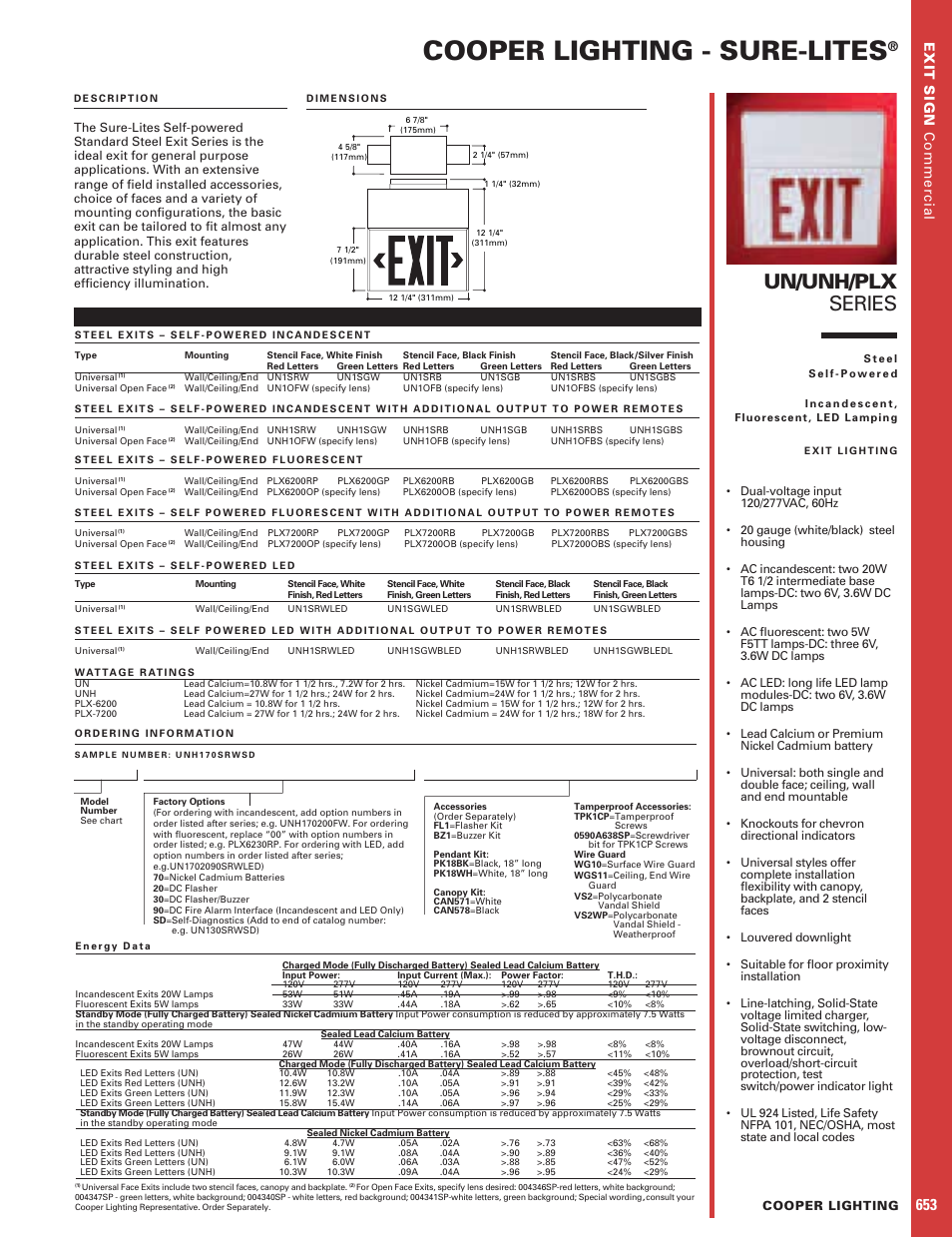 Cooper Lighting SURE-LITES UN Series User Manual | 1 page