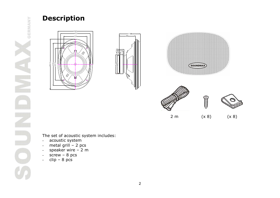 Description | SoundMax SM-CSA6941 User Manual | Page 2 / 13