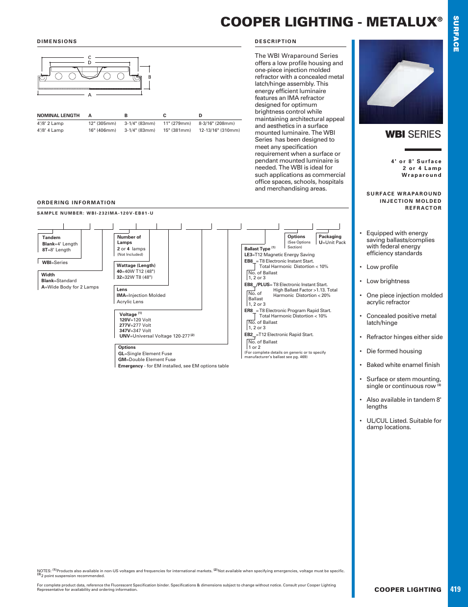 Cooper Lighting Wraparound Series WBI User Manual | 1 page