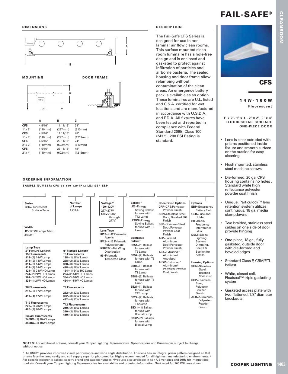 Cooper Lighting 1483 User Manual | 1 page