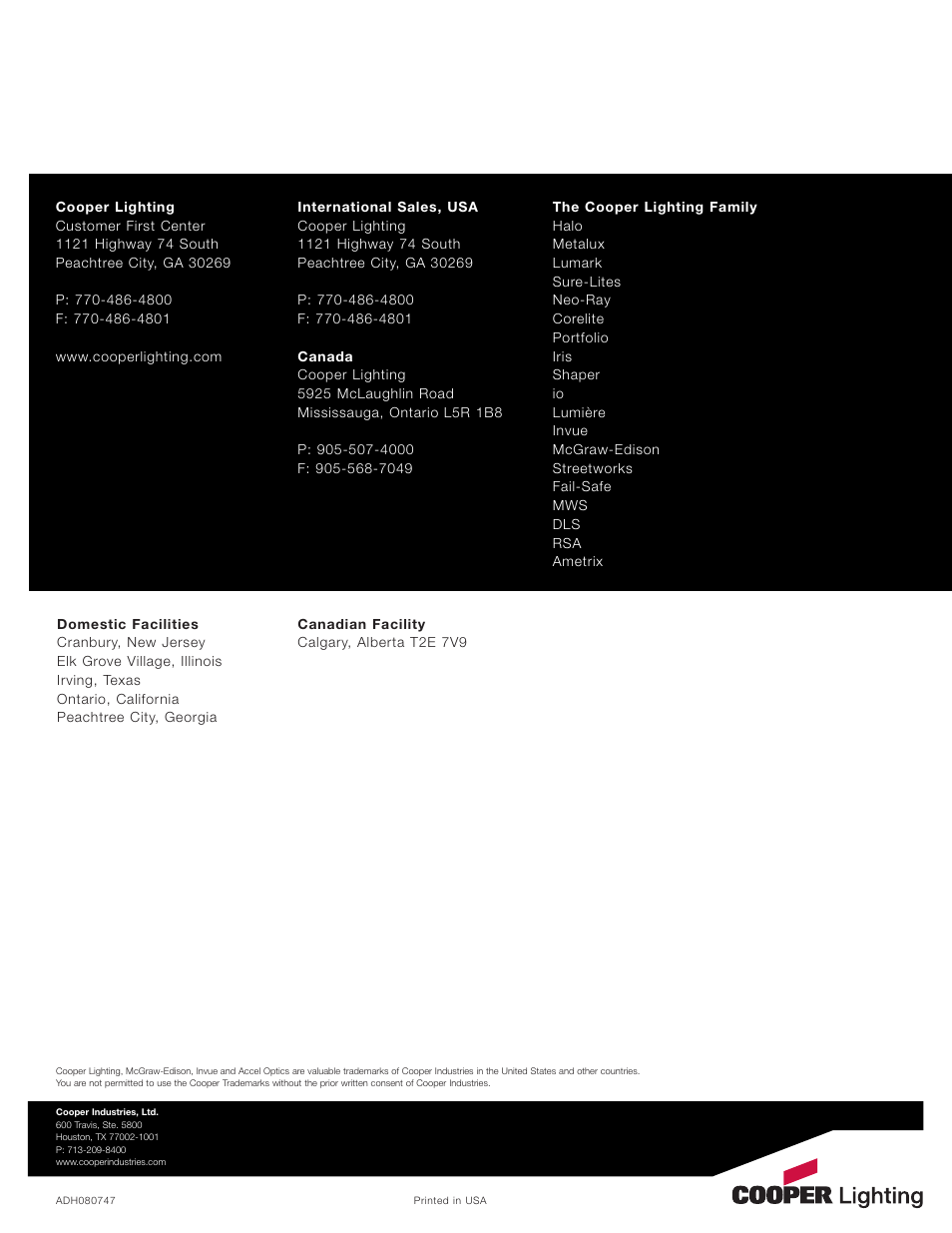 Cooper Lighting ADH080747 User Manual | Page 20 / 20