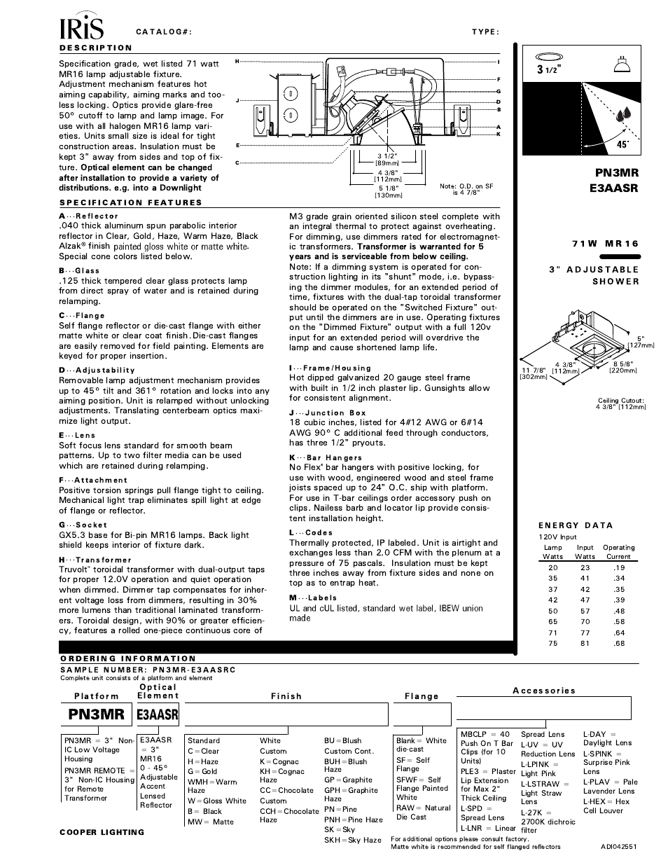 Cooper Lighting PN3MR User Manual | 2 pages