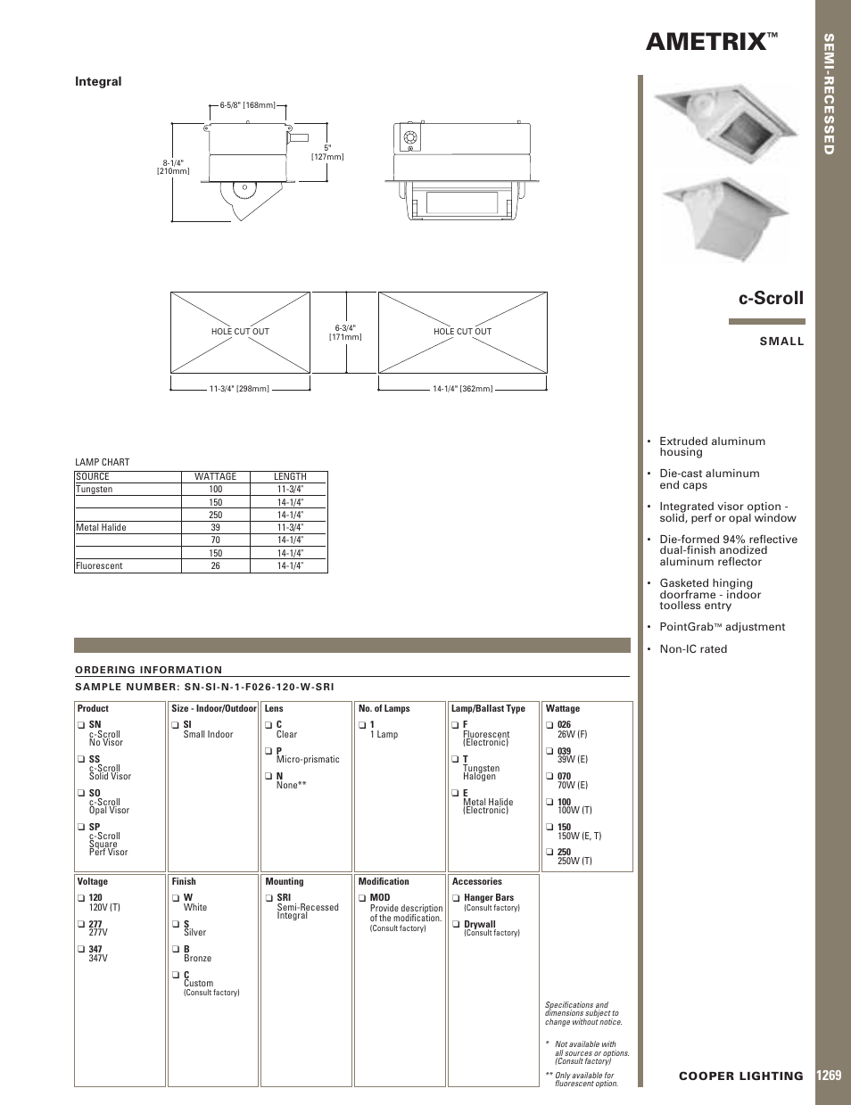 Cooper Lighting AMETRIX 1269 User Manual | 1 page