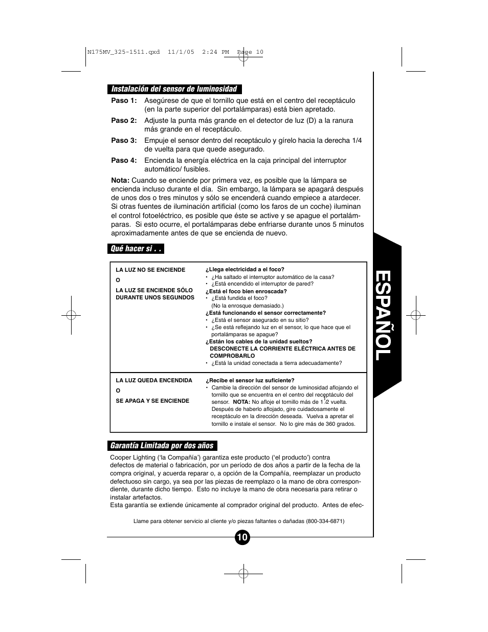 Cooper Lighting N175MV User Manual | Page 10 / 11