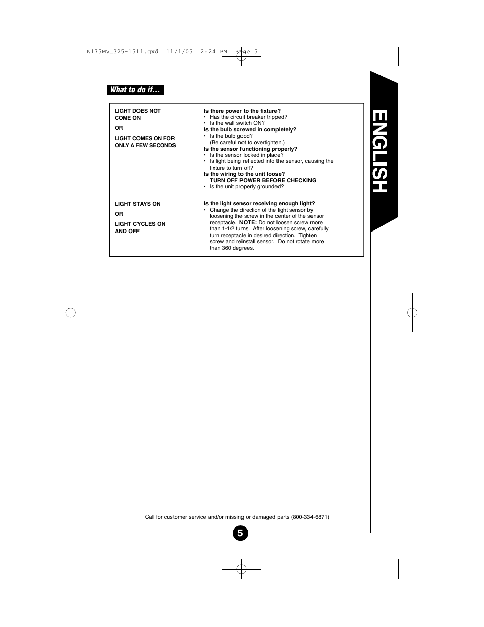 What to do if | Cooper Lighting N175MV User Manual | Page 5 / 11