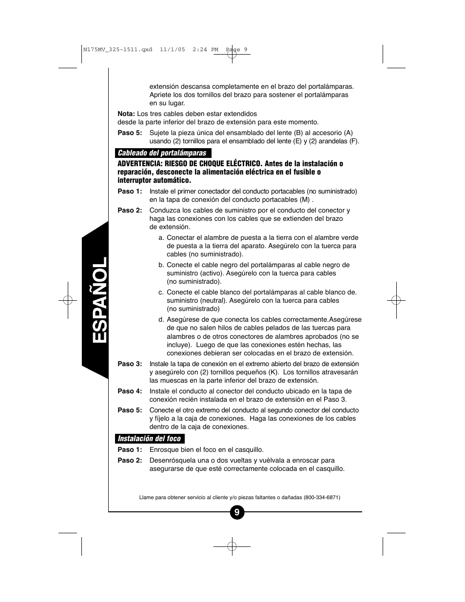 Cooper Lighting N175MV User Manual | Page 9 / 11