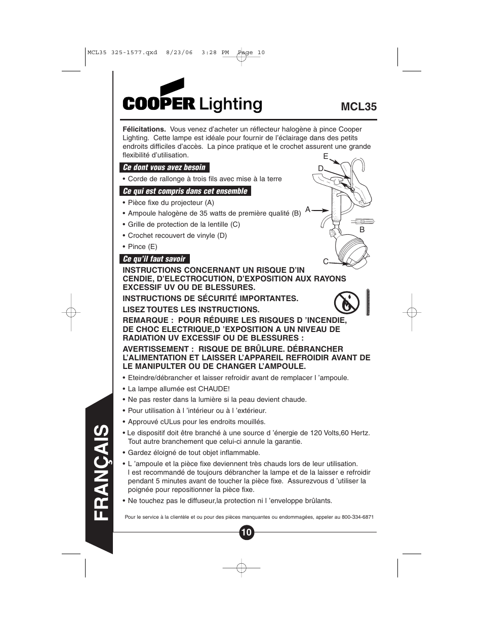 Français, Mcl35 | Cooper Lighting MCL5 User Manual | Page 10 / 13