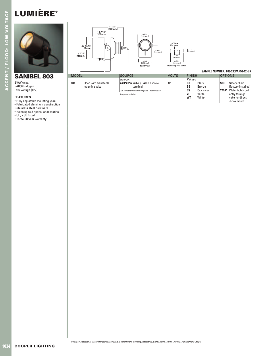 Cooper Lighting Sanibel 803 User Manual | 1 page