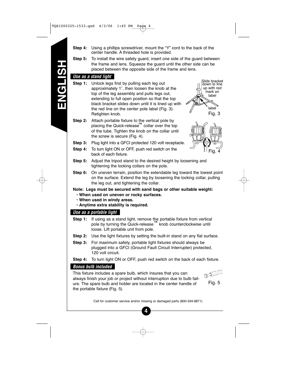 English | Cooper Lighting TQS1000 User Manual | Page 4 / 18