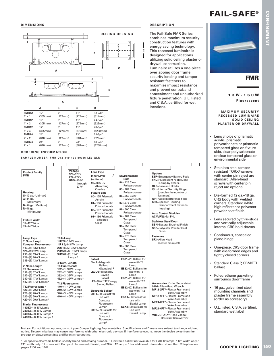 Cooper Lighting 1463 User Manual | 1 page