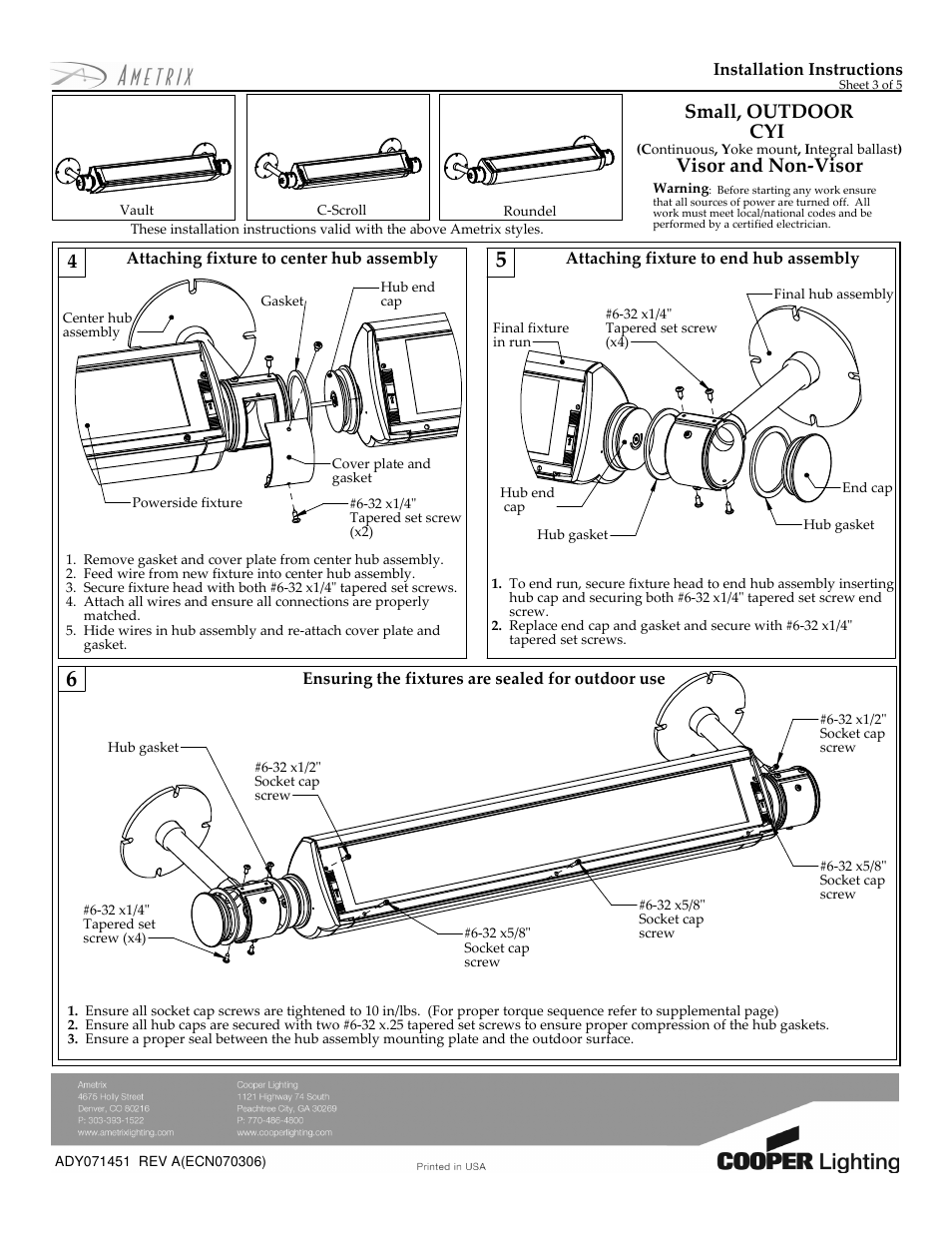 Small, outdoor cyi, Visor and non-visor | Cooper Lighting Ametrix ADY071451 User Manual | Page 3 / 5